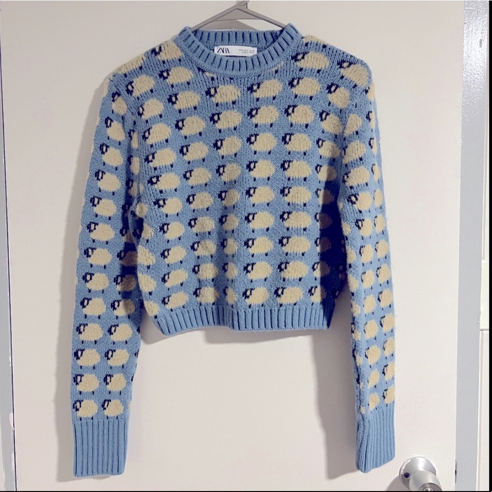 Zara SHEEP LAMB sweater size S